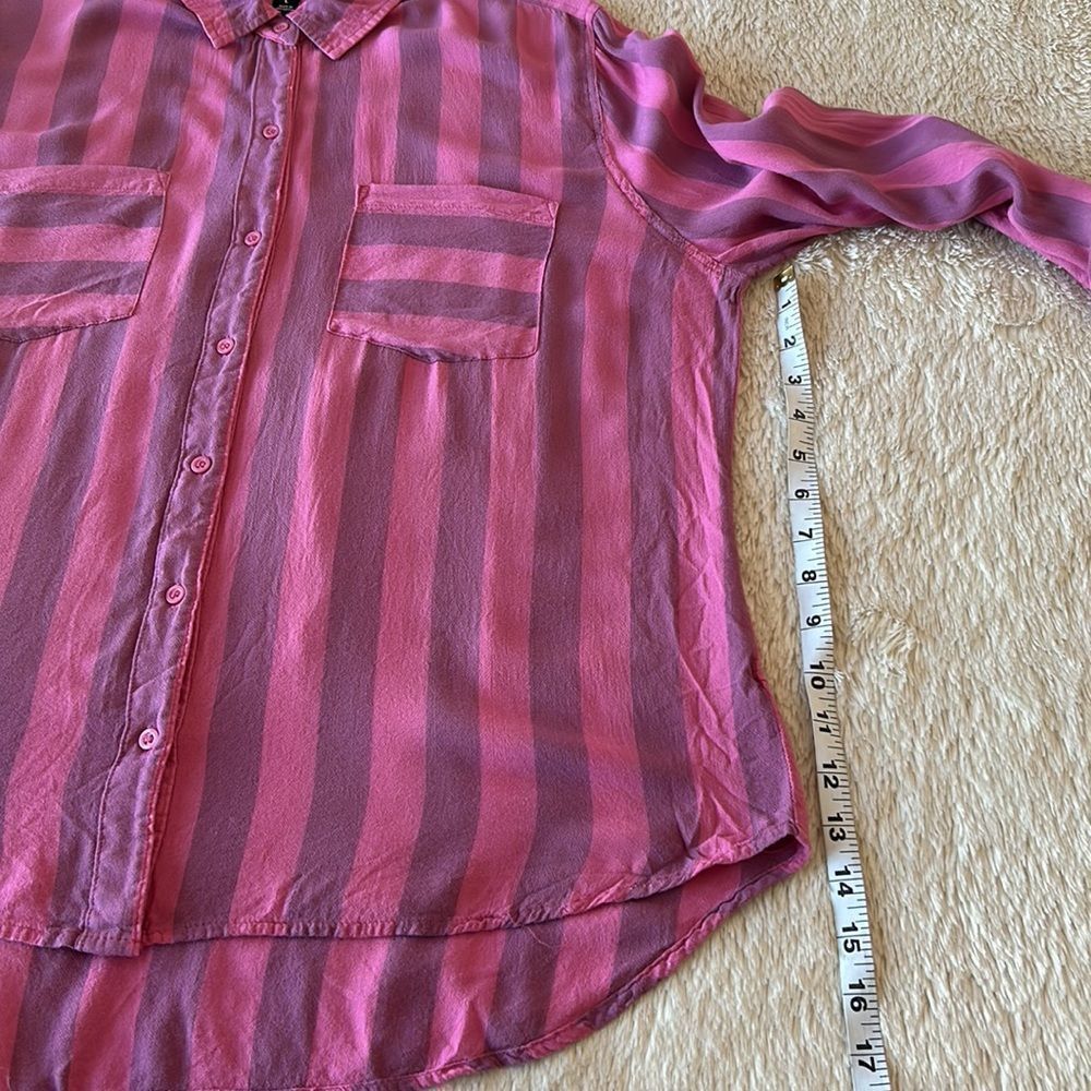 Ana pink and purple striped button up blouse - Picture 14 of 16